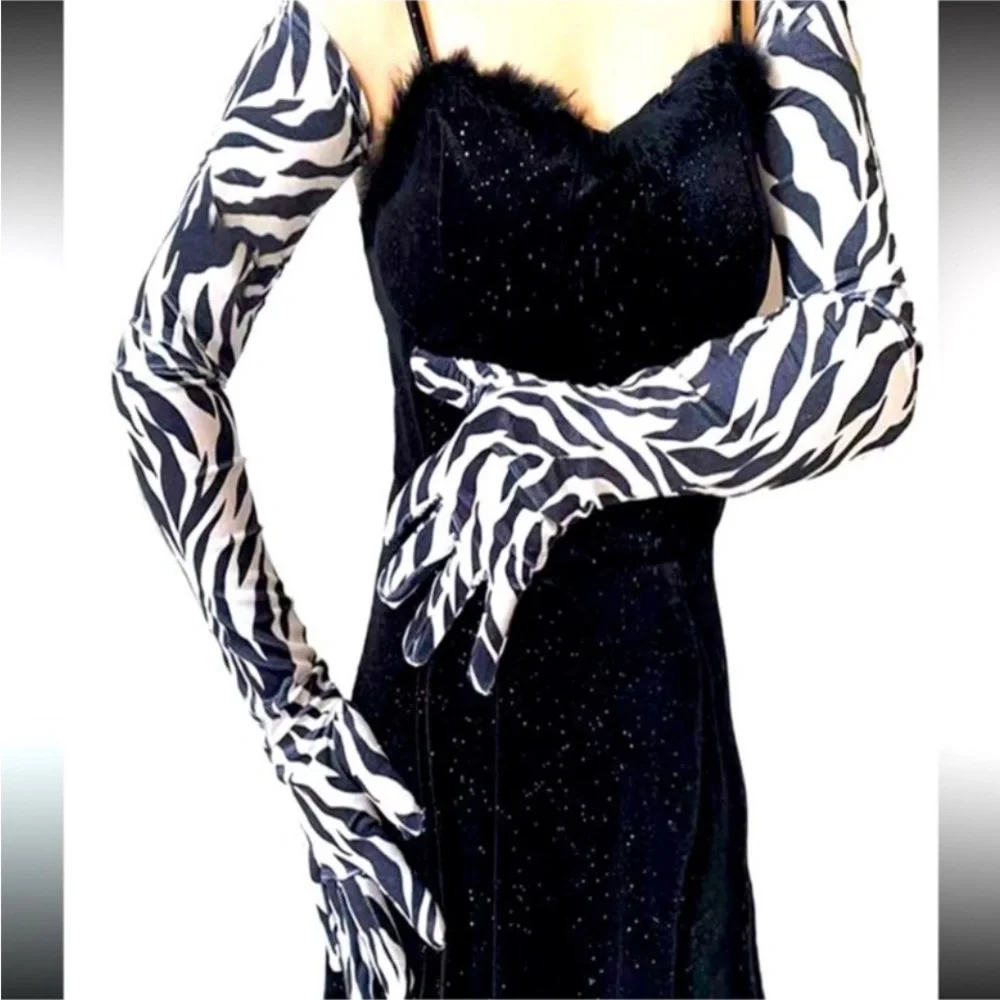Zebra Print Women's Long Gloves